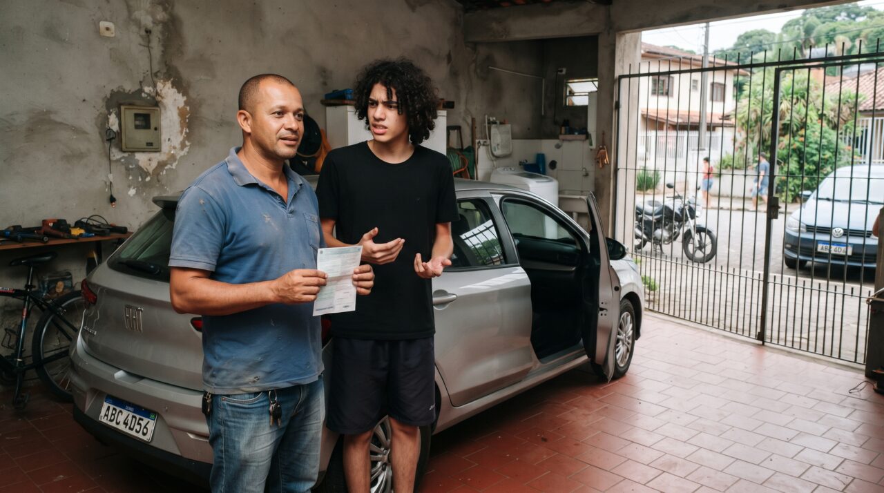 Multa por deixar menor de idade dirigir para guardar o carro na garagem.