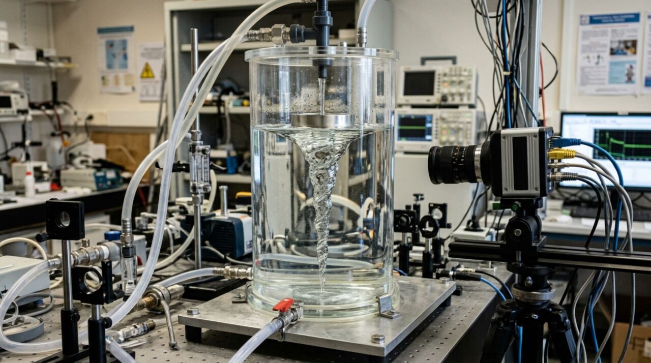 Experimento com câmera de alta velocidade revelou a transferência de energia entre ondas de Kelvin de diferentes tamanhos