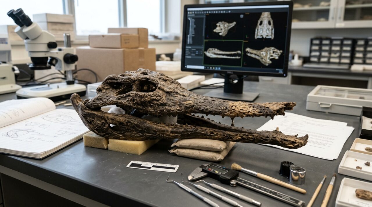 Reanálise de um crânio fóssil encontrado no Egito permitiu identificar um novo gênero de crocodiliano do Eoceno