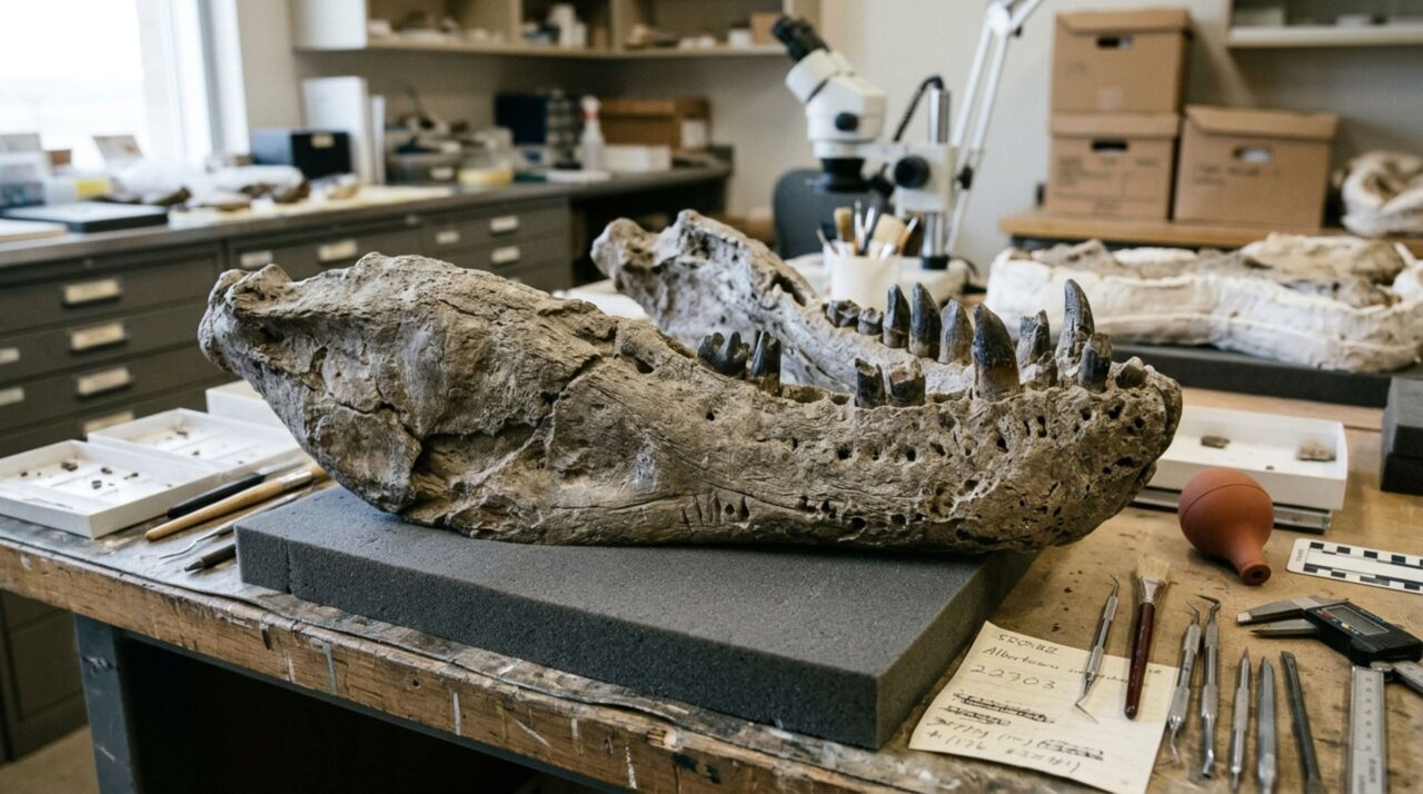 Marcas minúsculas numa mandíbula de Albertosaurus deixaram dois suspeitos improváveis para uma refeição ocorrida há cerca de 70 milhões de anos