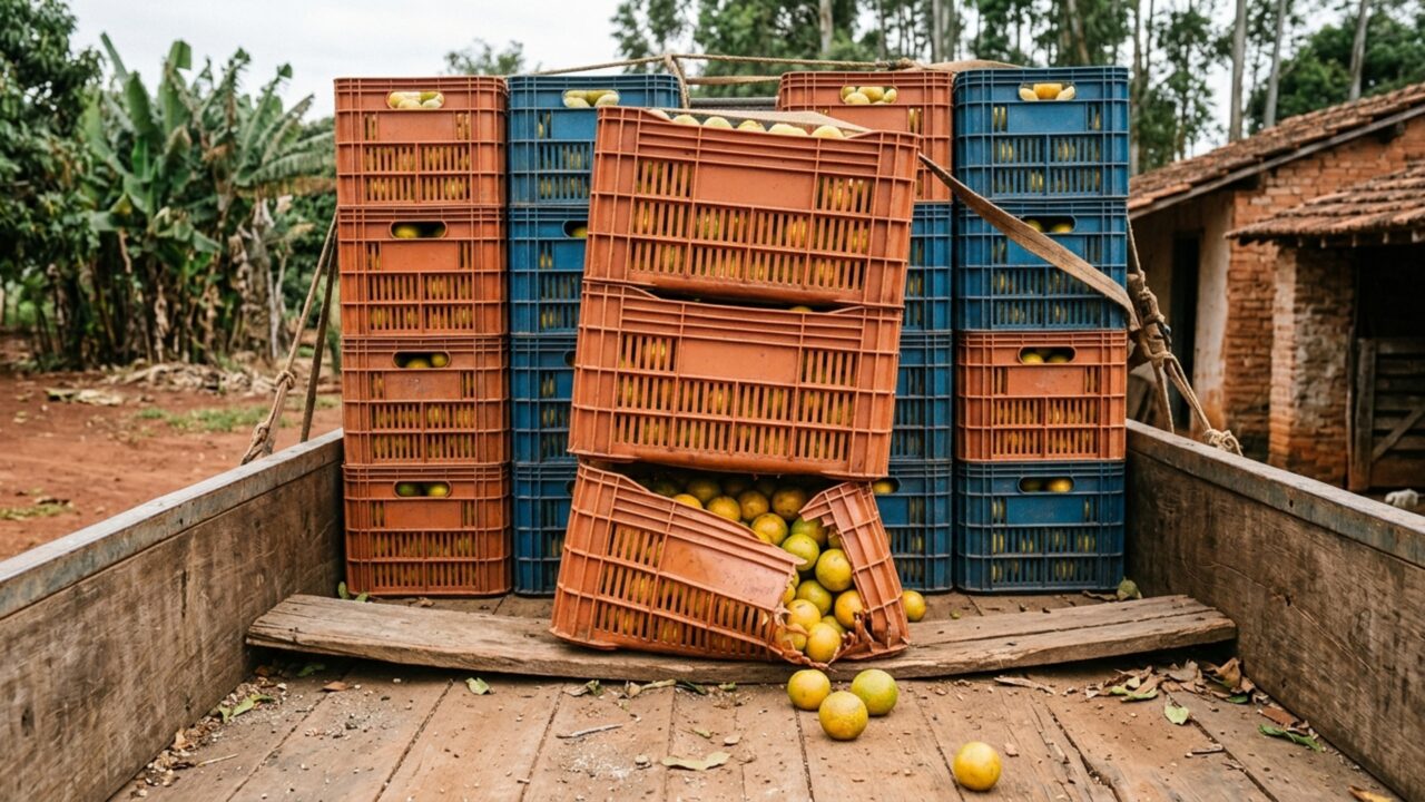 Caixas novas cedem no primeiro transporte de frutas, e fornecedor culpa o peso enquanto produtor apresenta a capacidade anunciada na compra