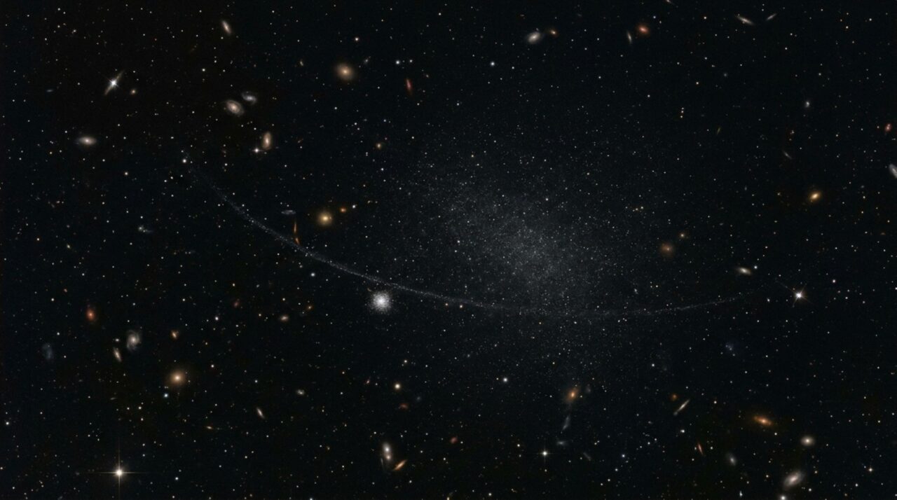 Uma faixa quase invisível de estrelas apareceu fora da Via Láctea e pode virar uma nova régua para mapear matéria escura em outras galáxias