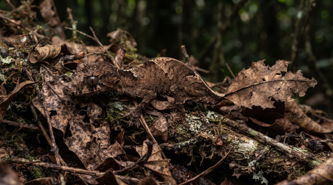 Estratégias de camuflagem e vida da lagartixa-satanás-cauda-de-folha