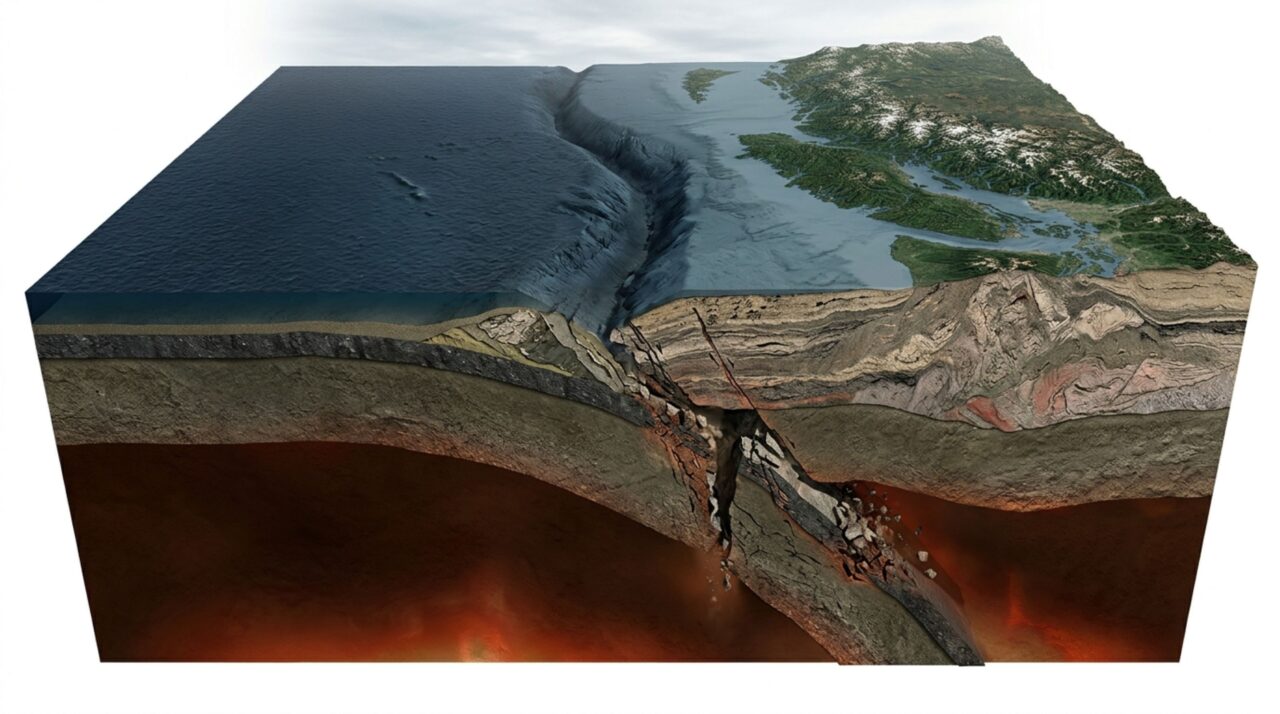 Uma placa tectônica está se rasgando sob o Pacífico Noroeste e cientistas conseguiram observar uma zona de subducção começando a morrer