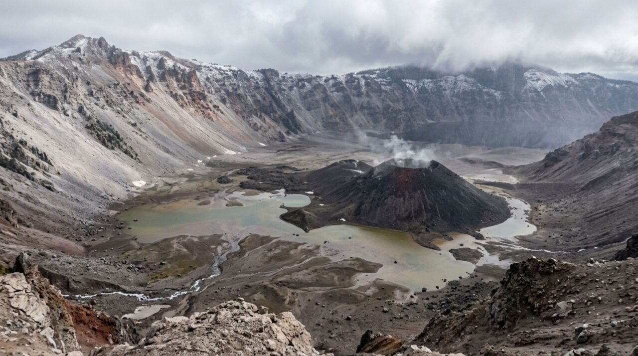 Depois do colapso, chuva, neve e vulcanismo interno moldaram lentamente o lago atual