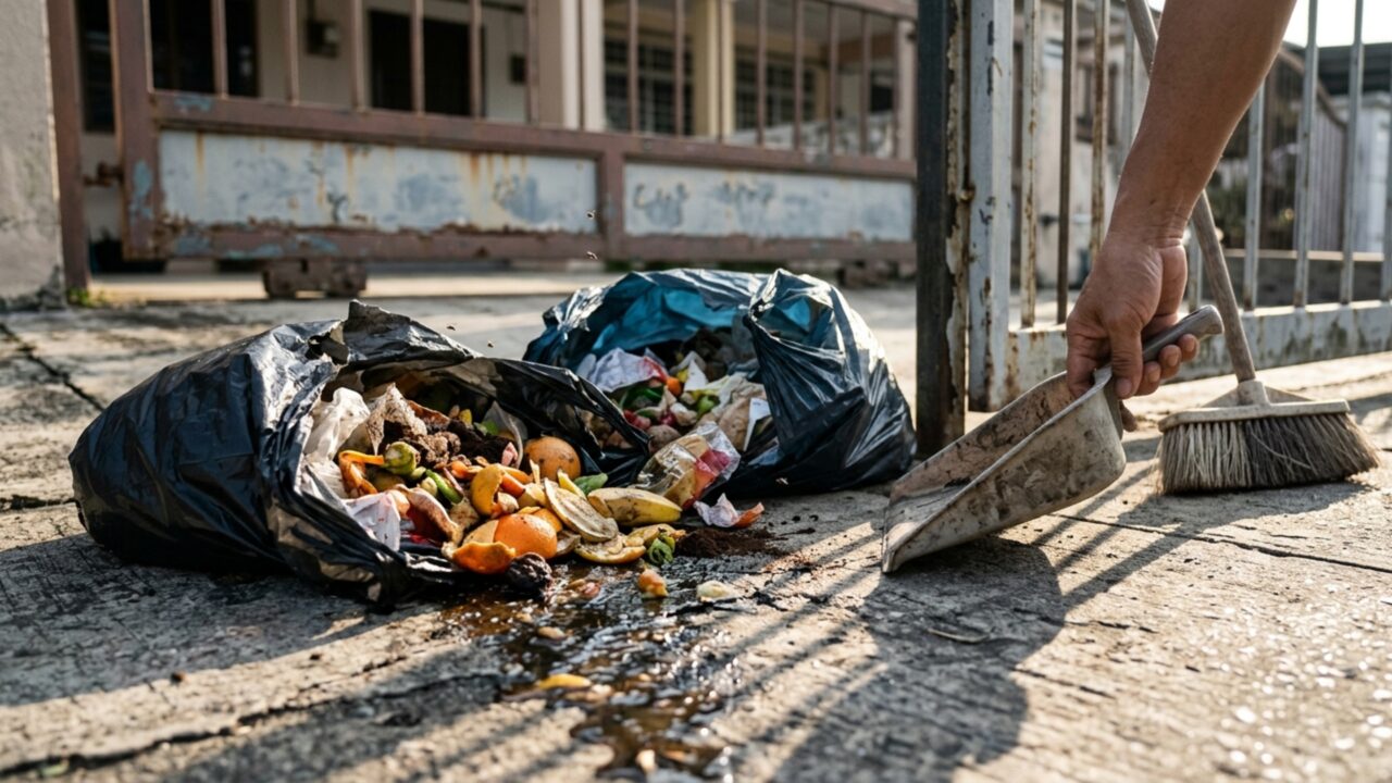 Vizinha coloca os sacos de lixo diante do portão de outra casa e reclama quando a moradora devolve tudo para a calçada de origem