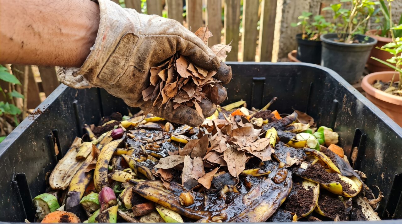 Cascas de frutas, folhas secas e restos da horta parecem três tipos de lixo, mas juntos podem virar matéria-prima dentro de casa
