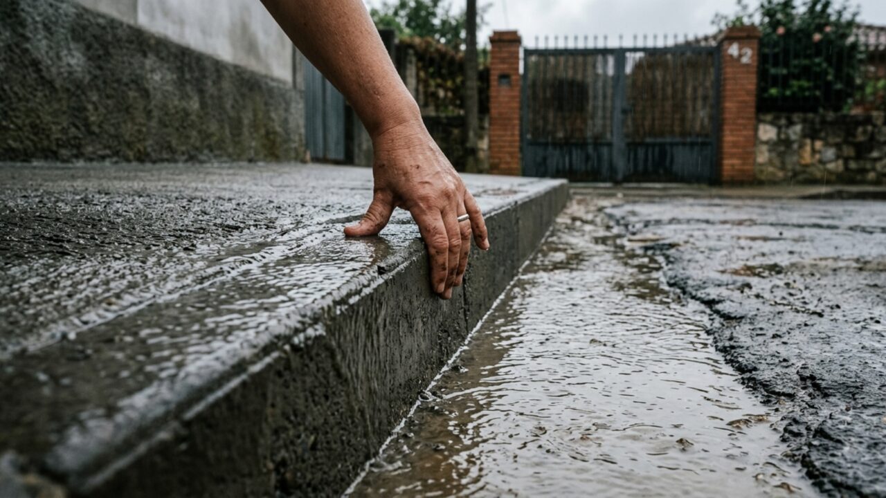 Depois de elevar a calçada para impedir entrada de água, proprietário percebe que vizinho passou a receber toda a enxurrada diante do próprio portão