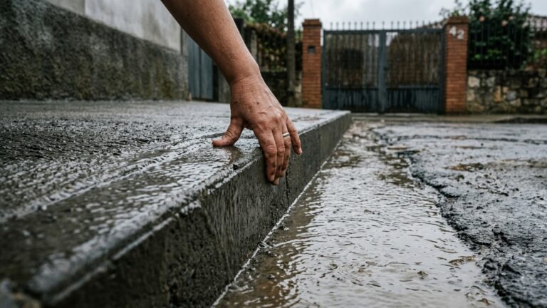 Depois de elevar a calçada para impedir entrada de água, proprietário percebe que vizinho passou a receber toda a enxurrada diante do próprio portão