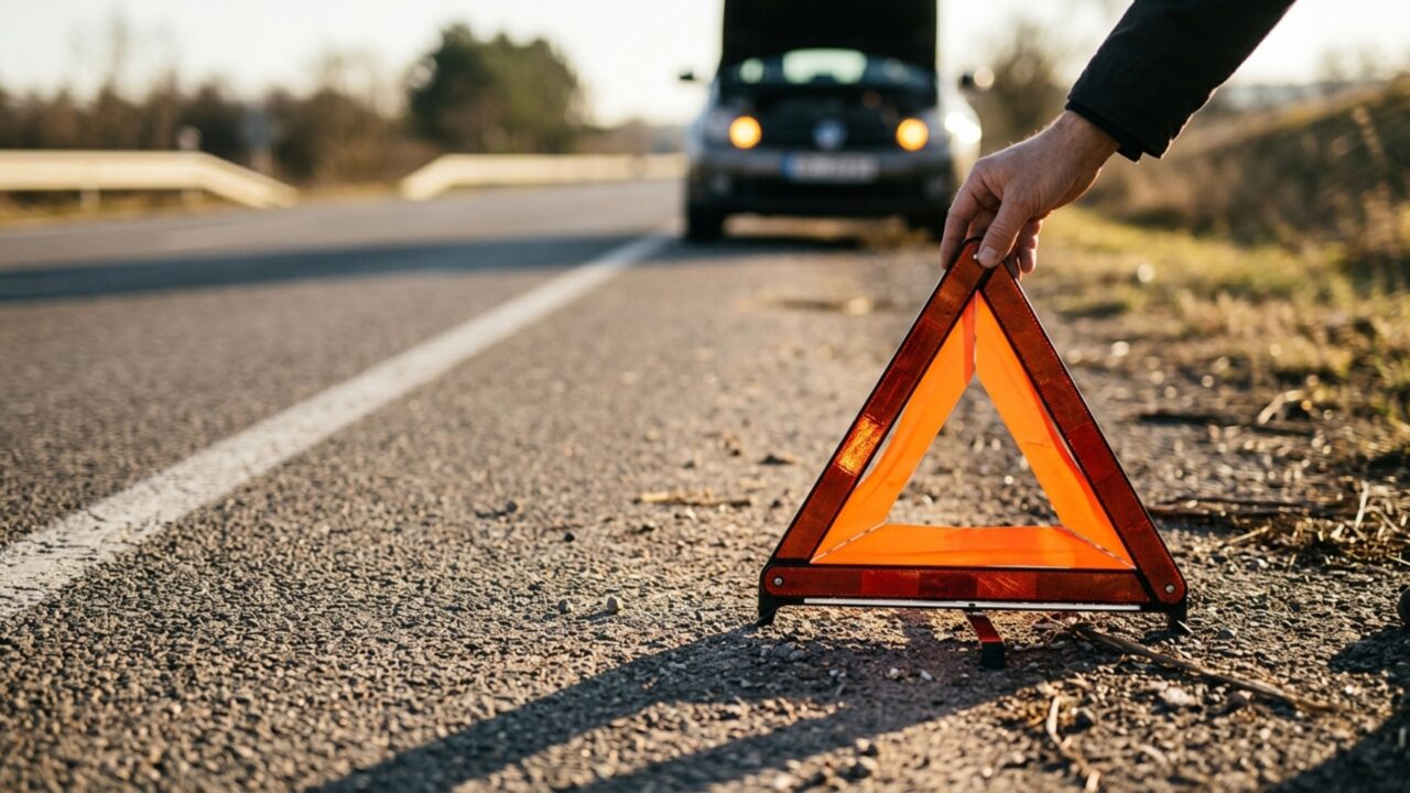 Carro fica sem combustível a menos de 2 quilômetros do posto e motorista estaciona no acostamento acreditando que o problema terminou assim que ligou o pisca-alerta