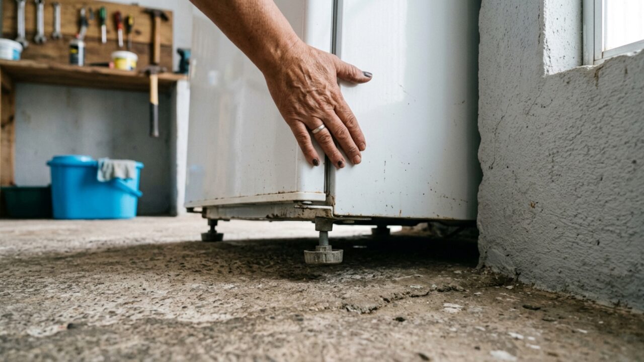 Um freezer colocado na garagem começa a vibrar sobre o piso durante a madrugada e o vizinho do outro lado da parede passa a ouvir o compressor como se estivesse dentro do quarto