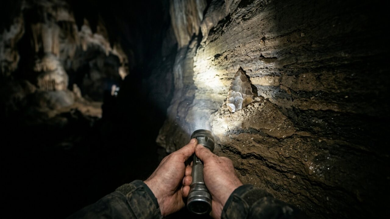 Um enorme abismo se abriu quando o teto de antigas cavernas cedeu e hoje revela parte do rio que continua correndo sob a rocha