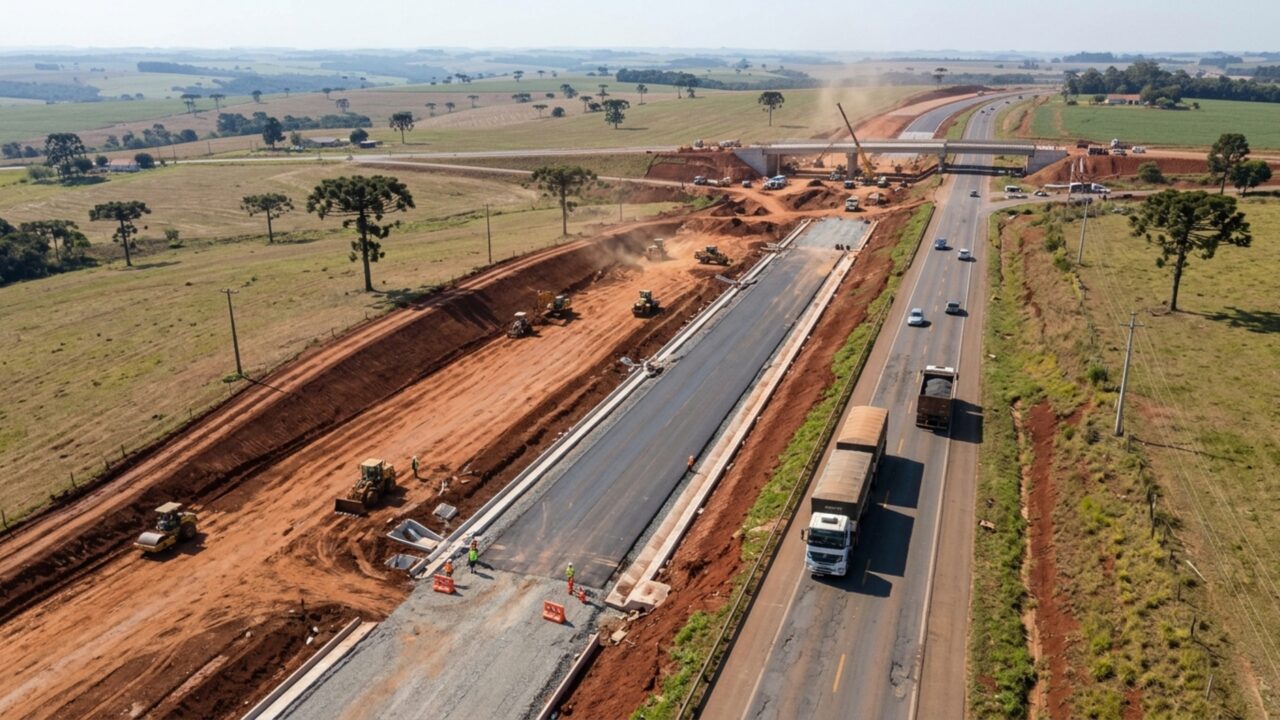 Duplicação de uma importante estrada vai construir seis viadutos, uma nova ponte e 27,5 km de pistas adicionais para melhorar o transporte entre o interior e o litoral do Sul