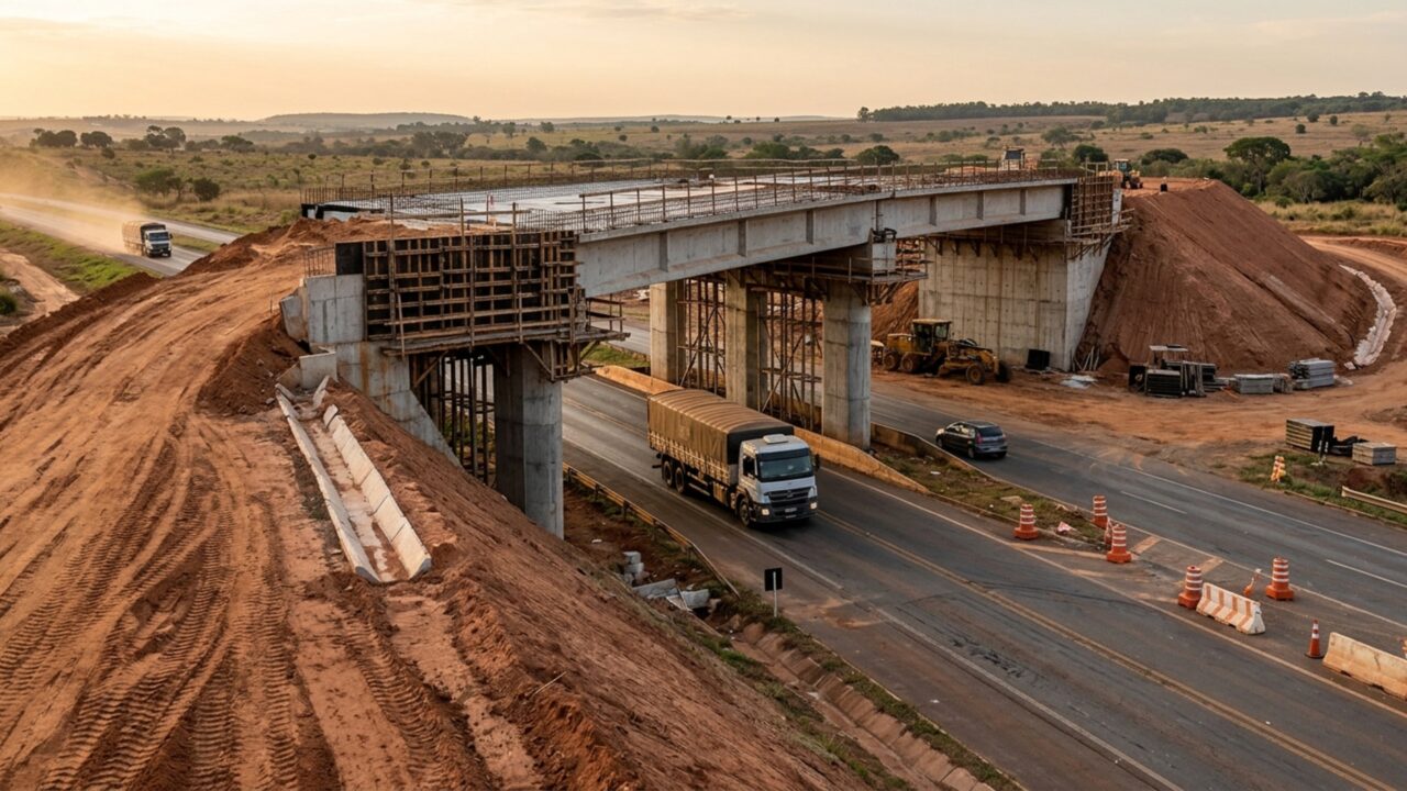 Rodoanel de 52 km terá seis viadutos e uma ponte de 230 metros para criar um novo caminho de caminhões ao redor de uma das maiores capitais do Centro-Oeste