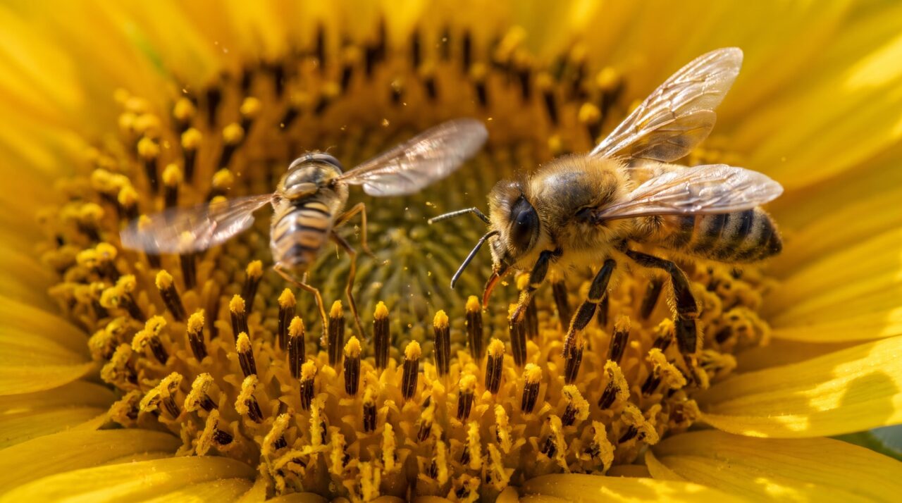Abelhas domésticas foram flagradas expulsando polinizadores selvagens das flores e o comportamento pode ficar mais intenso com o calor