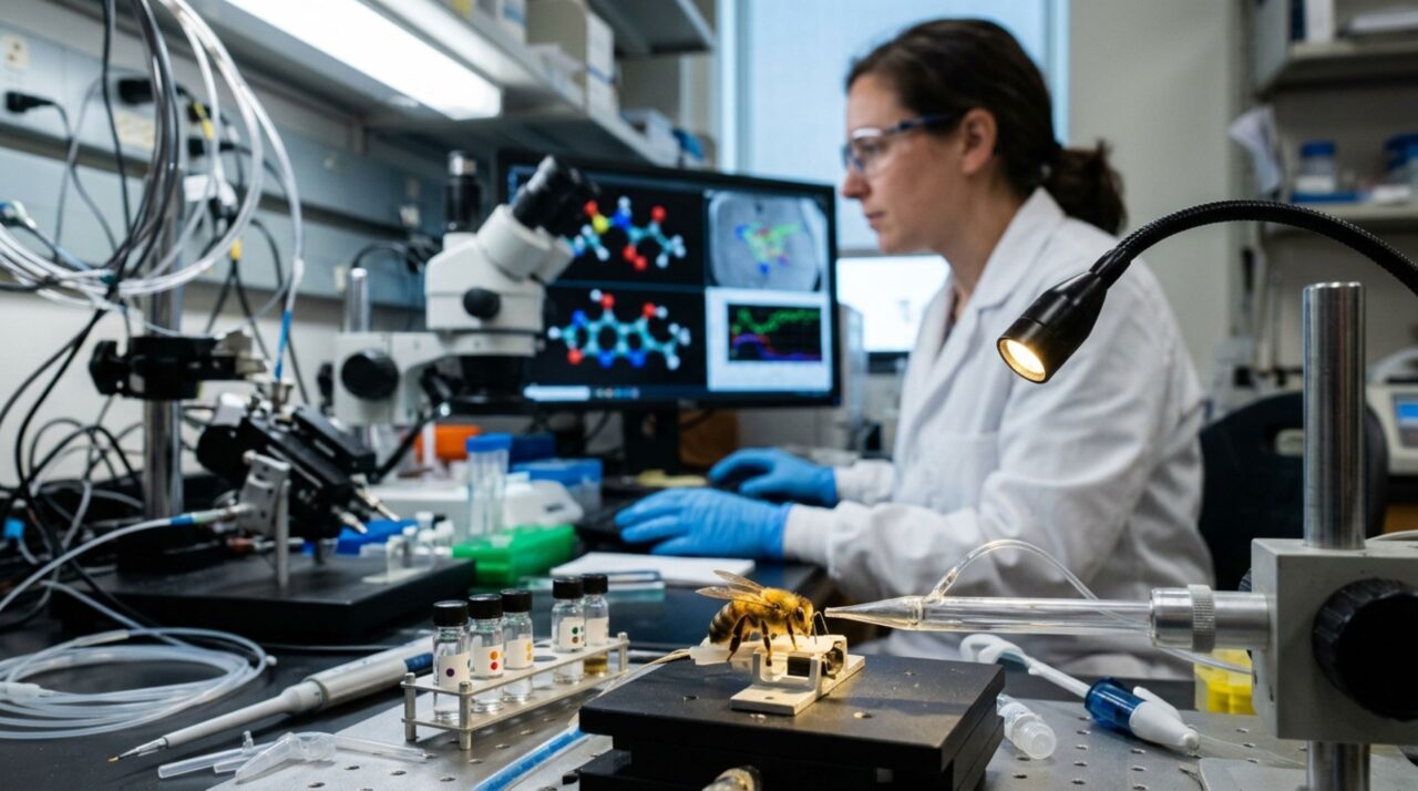 Pesquisadores utilizaram inteligência artificial e testes comportamentais para identificar moléculas capazes de repelir abelhas