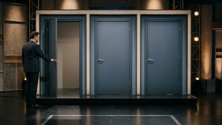 Você escolhe uma de três portas, uma porta perdedora é aberta e sobra a chance de trocar: mudar de escolha dobra a probabilidade de ganhar
