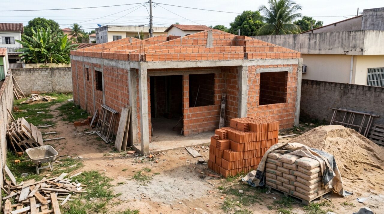 Quanto custa construir uma casa de 70 m² com 2 quartos, sala, cozinha, banheiro e área de serviço em 2026, incluindo materiais e mão de obra?