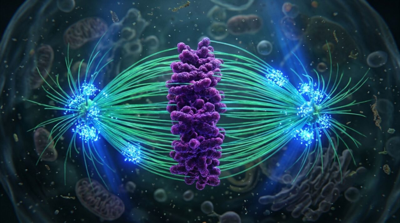 Uma célula ganhou um interruptor de luz para montar o fuso da divisão e cientistas conseguiram ligar e desligar o processo