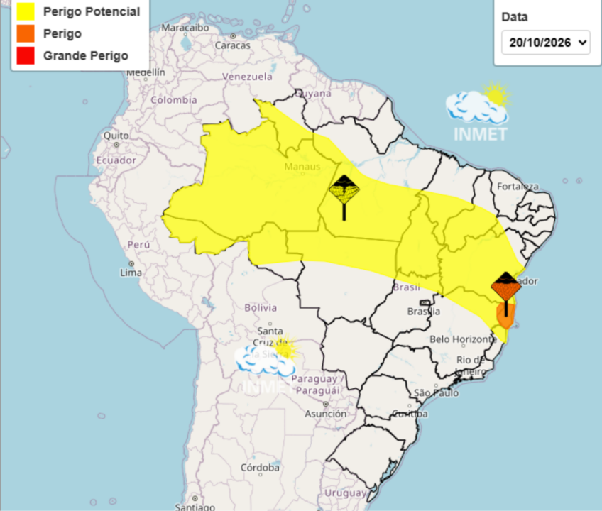 INMET emite alerta de chuvas intensas para diversas regiões do Brasil até terça-feira; veja os riscos