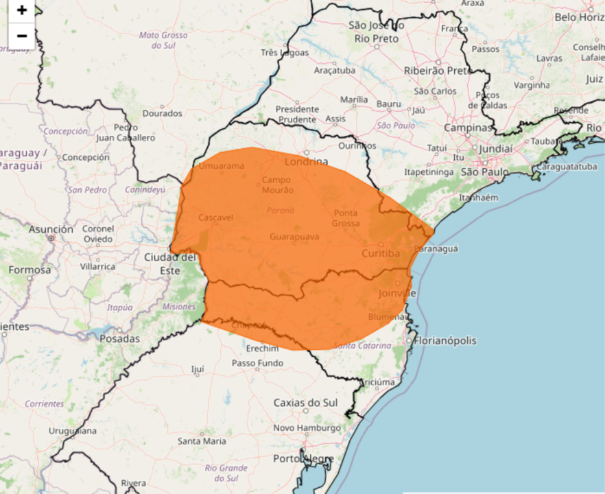 INMET emite alerta de tempestade para 19 regiões com ventos de até 100 km/h e risco de granizo na 3°feira, 13