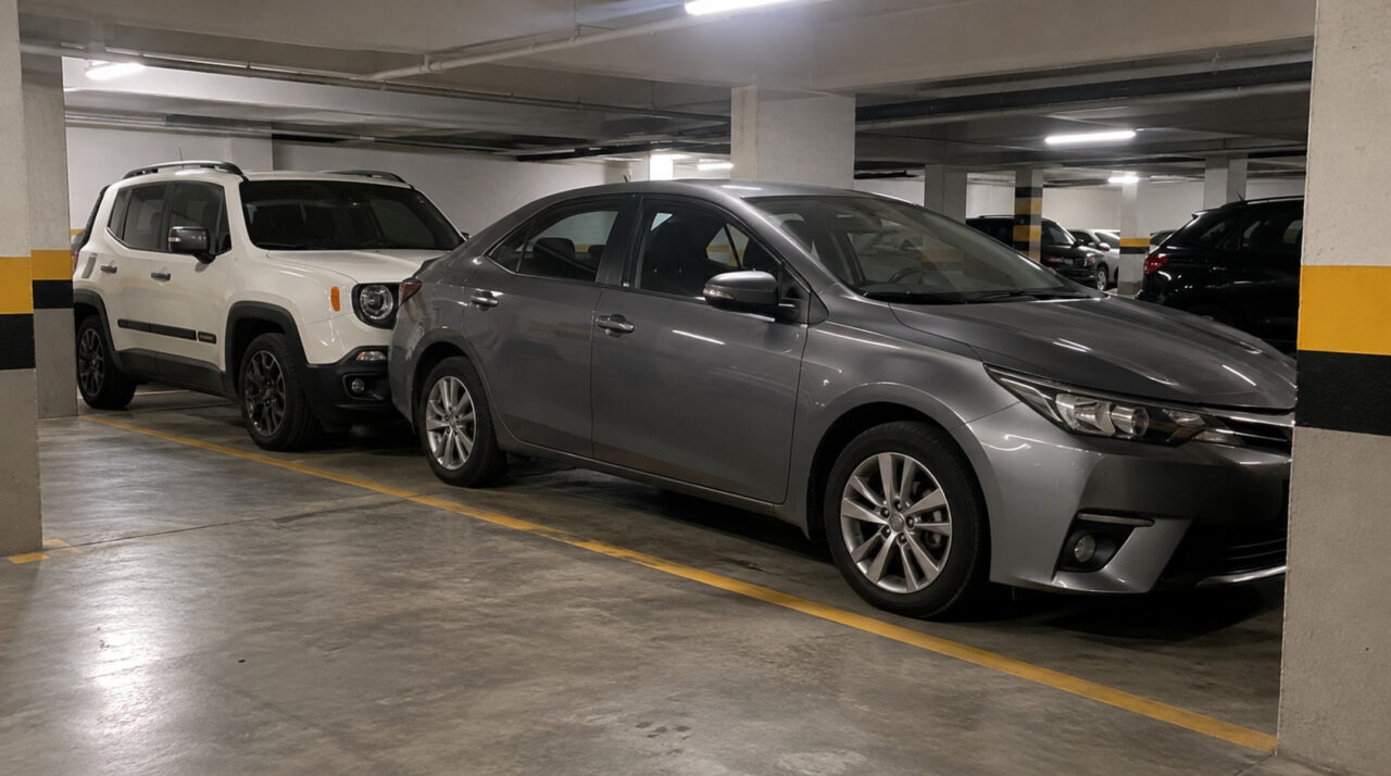 Casal compra apartamento na planta, recebe as chaves e descobre que a vaga de garagem é presa, dependendo do vizinho para tirar o carro