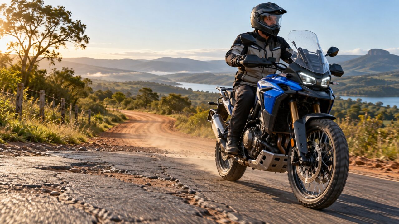 Com 90 cv, 93 Nm e capacidade para levar até 226 kg de carga, esta aventureira de 895 cc ainda permite baixar o banco de 870 para 835 mm