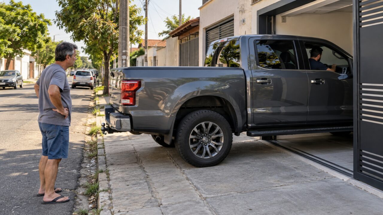Um portão novo, uma caminhonete maior e uma vaga que “sempre esteve ali”: reforma da garagem termina em discussão sobre espaço na calçada