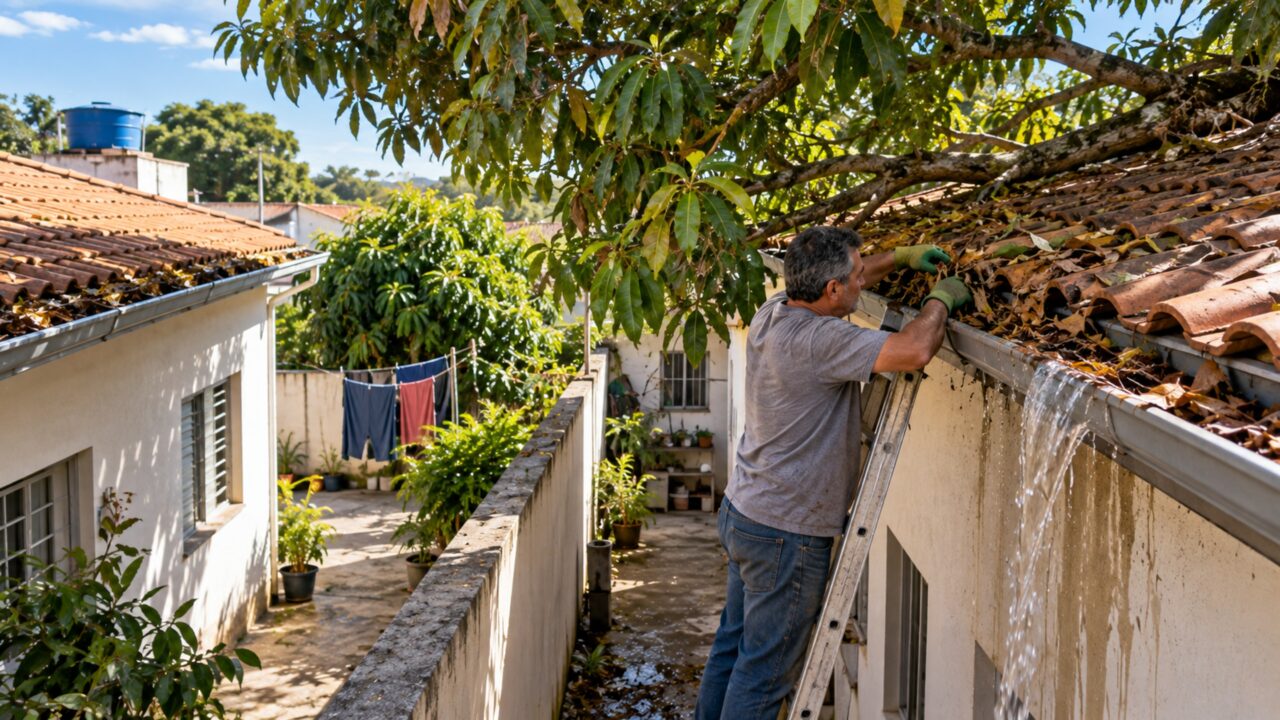 Depois de 11 anos sem reclamar, novo morador pede retirada de uma árvore porque folhas entopem semanalmente a calha de sua casa