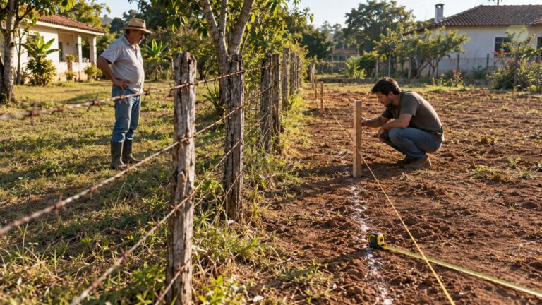 A cerca estava no mesmo lugar havia 25 anos; bastou um topógrafo chegar para dois vizinhos perceberem que nenhuma das casas seguia exatamente a linha registrada