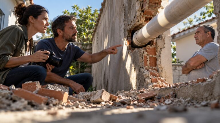 Casal volta de viagem e encontra parte do muro lateral aberto porque o vizinho aproveitou a ausência para passar uma nova tubulação até os fundos da própria casa