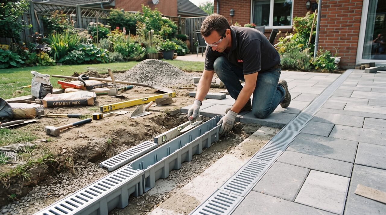 Custo para instalar drenagem linear em quintal de 20 m² em 2026.