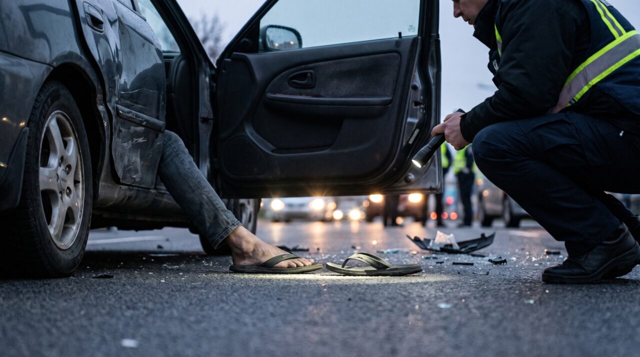 Motorista bate o carro de chinelo e descobre que a multa de trânsito pode ser o menor dos problemas quando a seguradora entra na conversa