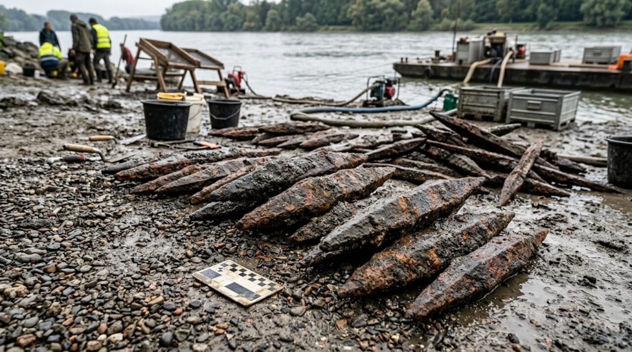 Uma carga enferrujada saiu do Danúbio décadas depois do naufrágio: 500 barras de ferro poderiam ter virado centenas de espadas