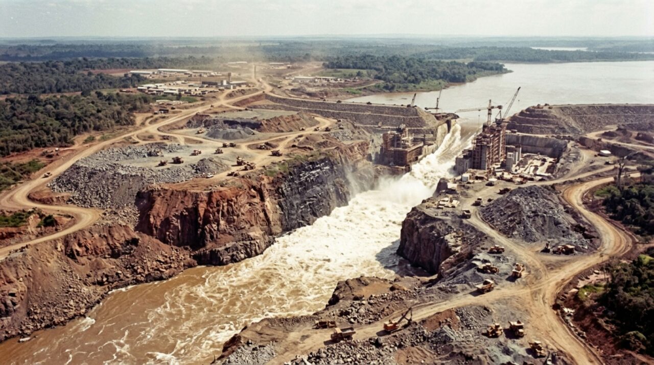 Antes da hidrelétrica, engenheiros tiveram de tirar um dos maiores rios do continente de seu próprio leito para construir a barragem