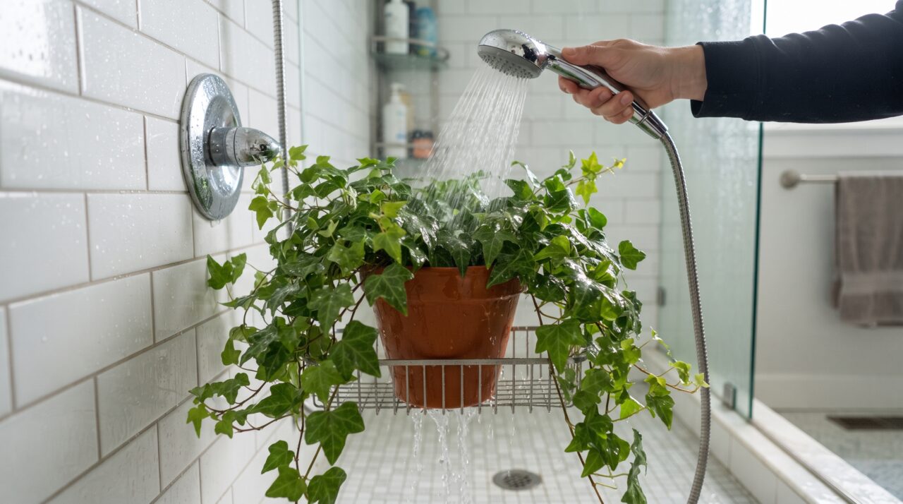 O banho de chuveiro frio na sua Hera (English Ivy): por que essa técnica rápida espanta os ácaros invisíveis, limpa a poeira e faz a folhagem crescer com força total