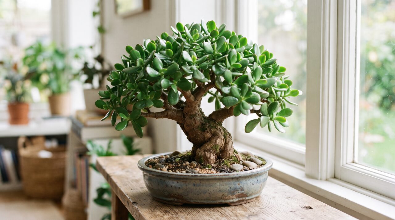 O truque da rega espaçada para engrossar o tronco da Árvore-de-Jade e transformá-la em mini bonsai