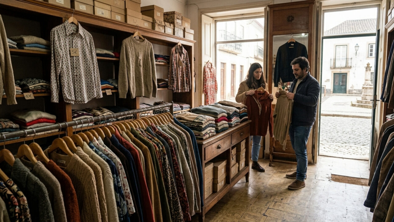 Joao António decidiu reabrir a antiga loja dos avos com roupa dos anos 70, 80 e 90
