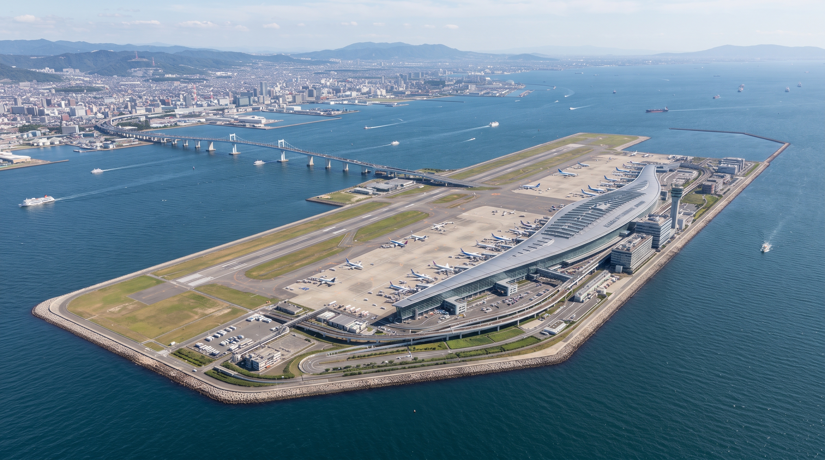 Flutuando sobre uma ilha artificial construída do zero com 21 milhões de metros cúbicos de terra, o gigantesco terminal aéreo asiático trava uma batalha diária e bilionária contra o afundamento gradativo no mar