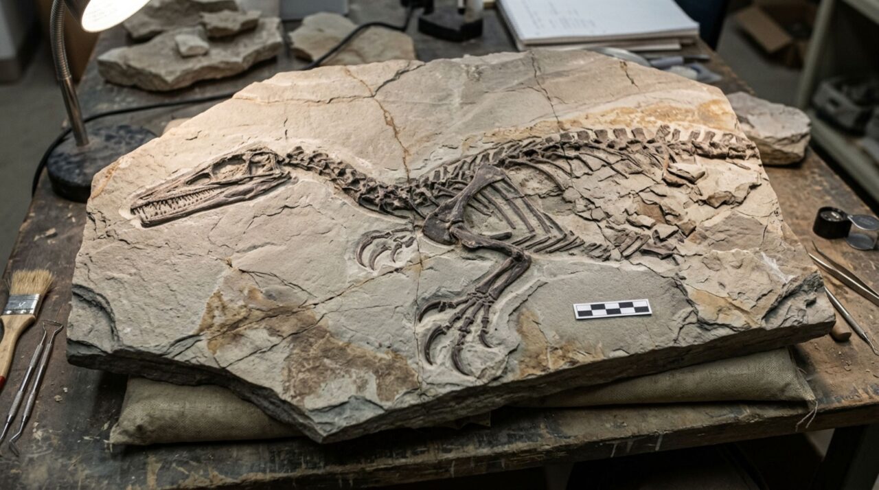 Esqueleto quase completo encontrado na China revelou características inéditas de um terizinossauro do Cretáceo Inferior