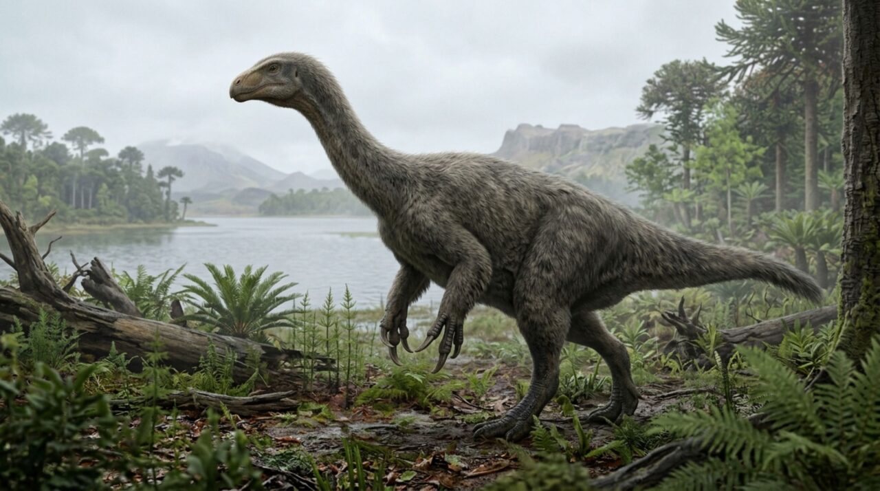 Um dinossauro quase completo saiu das rochas chinesas com braços enormes e nova espécie virou o maior terizinossauro conhecido de uma fauna famosa