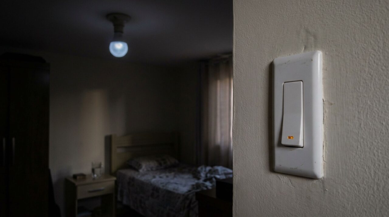 Morador troca o interruptor comum por um modelo iluminado e passa a notar que a lâmpada do quarto continua piscando fracamente mesmo quando está desligada