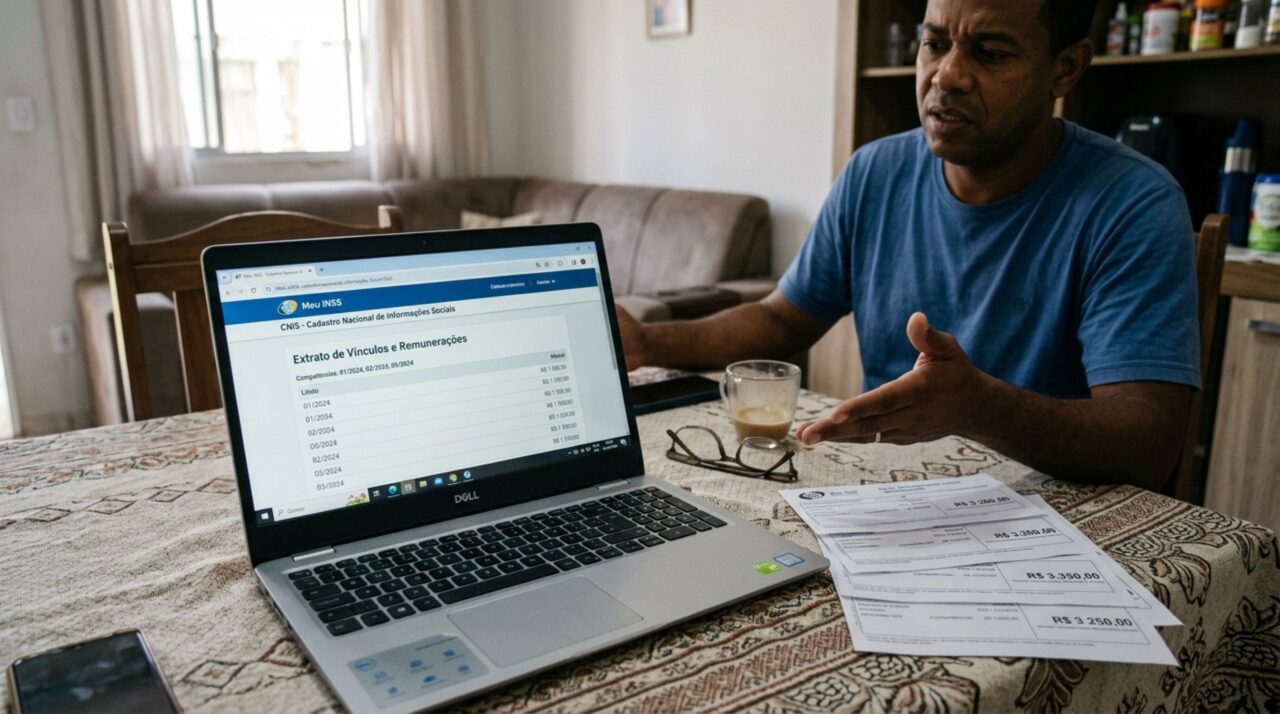 Trabalhador compara seus contracheques com o CNIS, encontra salários registrados abaixo do que recebia e descobre quais informações precisa corrigir antes de pedir a aposentadoria
