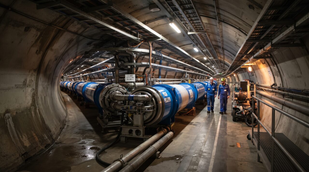 Escondida a 175 metros debaixo da terra, a maior e mais complexa máquina já construída pela humanidade é um anel magnético de 27 quilômetros projetado para desvendar os segredos do universo