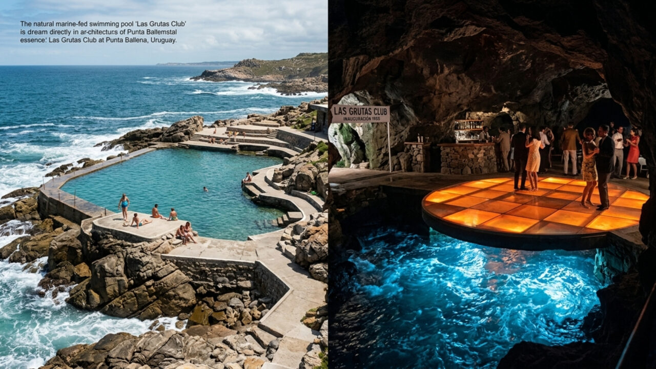 Las Grutas um spa entre as pedras e uma pista de boliche em uma caverna, o mítico projeto Punta Ballena que marcou uma era