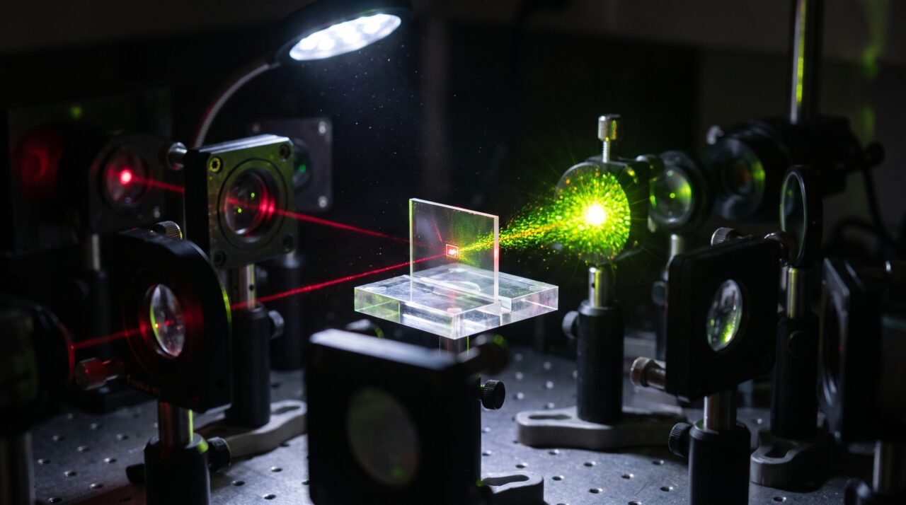 Um laser tocou uma superfície ultrafina sem encostar nela e mudou temporariamente a maneira como o dispositivo manipula a luz