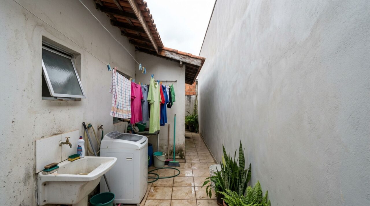 Família constrói uma edícula nos fundos do terreno para receber visitas e morador ao lado percebe que a nova parede bloqueia a ventilação da lavanderia