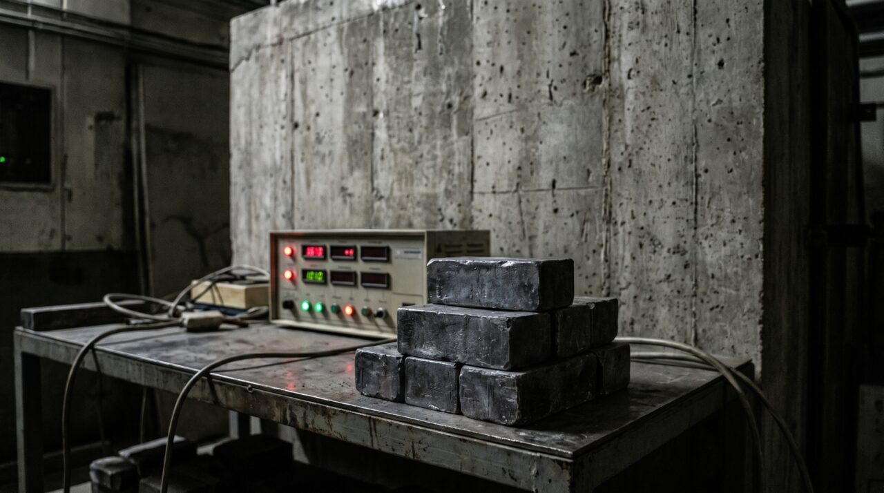 Um feixe artificial atravessou uma parede de concreto e desenhou a sombra de tijolos de chumbo usando partículas que normalmente caem do céu