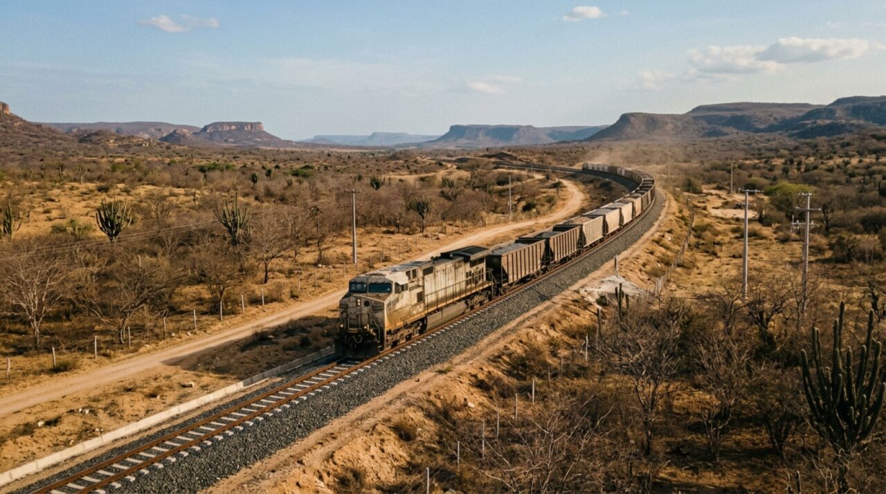 Com mais de mil quilômetros de trilhos e obras em vários estados, a Transnordestina avança em trechos diferentes e revela por que a ferrovia ainda não funciona como uma única rota