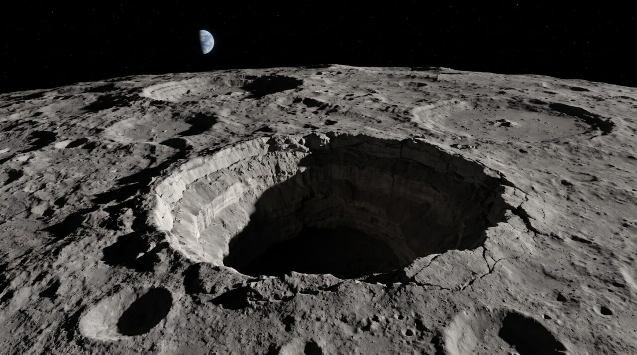 Uma missão quer descobrir se um buraco na Lua abre para uma caverna enorme capaz de proteger equipamentos sob a superfície